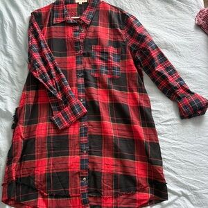 Umgee Plaid Shirt Dress NWOT